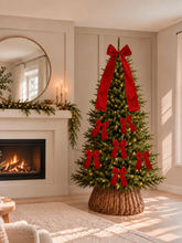 Load image into Gallery viewer, Luxury Handmade Velvet Christmas Tree Bow Topper: Red Holiday Decor
