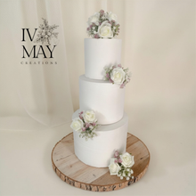 Load image into Gallery viewer, FULL SET Wedding Christening Cake Flower Arrangement Topper &amp; Decorations Roses - ivory blush pink
