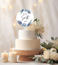 Load image into Gallery viewer, Personalised Printed Wedding Day Cake Topper - Dusty Blue
