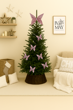 Load image into Gallery viewer, Large Velvet Christmas Tree Bow Topper - Christmas tree butterfly Bow - Dusty Pink
