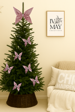Load image into Gallery viewer, Large Velvet Christmas Tree Bow Topper - Christmas tree butterfly Bow - Dusty Pink
