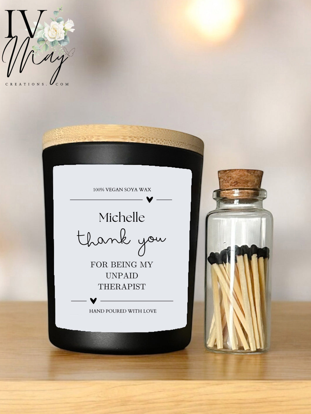 Personalised soy wax vegan candle Gift Set / Best Friend / Christmas gift for friend colleague Thank You