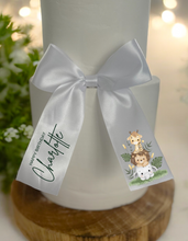 Load image into Gallery viewer, Personalised cake topper - Stain bow - Birthday safari
