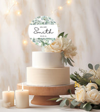 Load image into Gallery viewer, Personalised Printed Wedding Day Cake Topper - Eucalyptus
