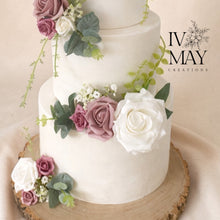 Load image into Gallery viewer, FULL SET Wedding Christening Cake Flower Arrangement Topper &amp; Decorations  foam Roses

