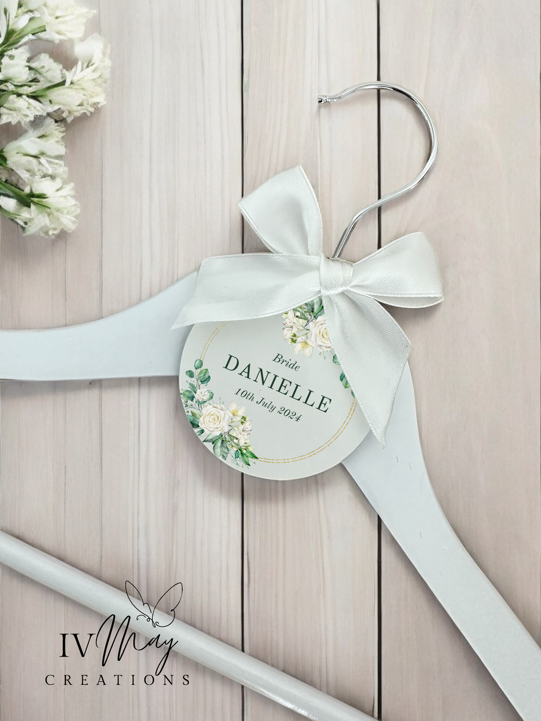 Personalised Wedding Day Dress Hanger With Tag