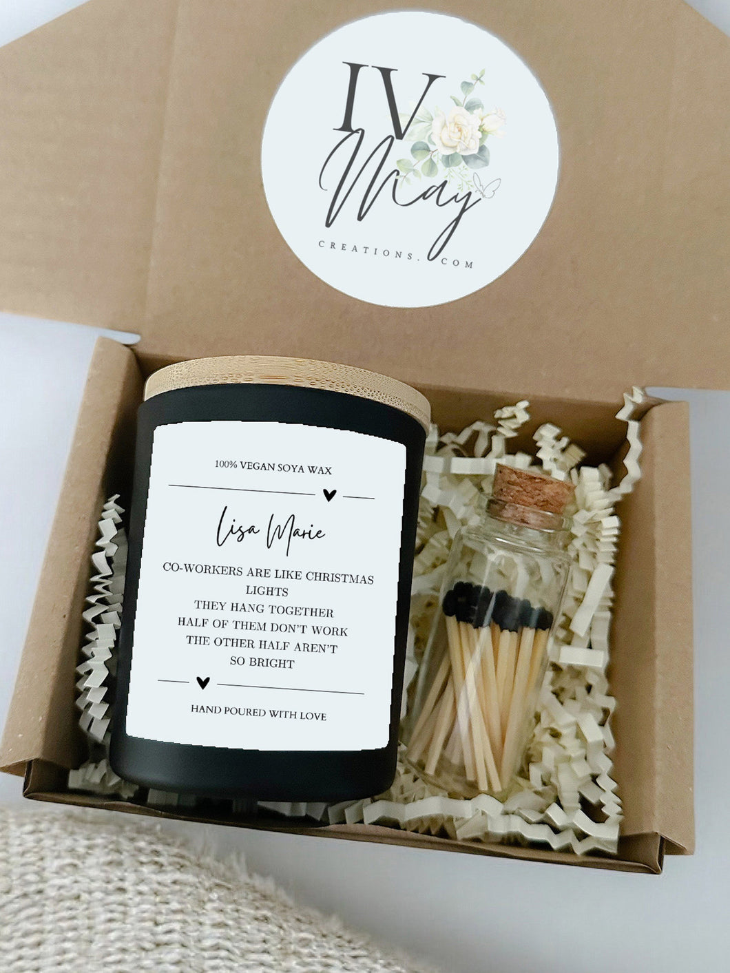 Personalised soy wax vegan candle Friend Friendship Gift / Gift Set / Thank you / Christmas gift for friend colleague