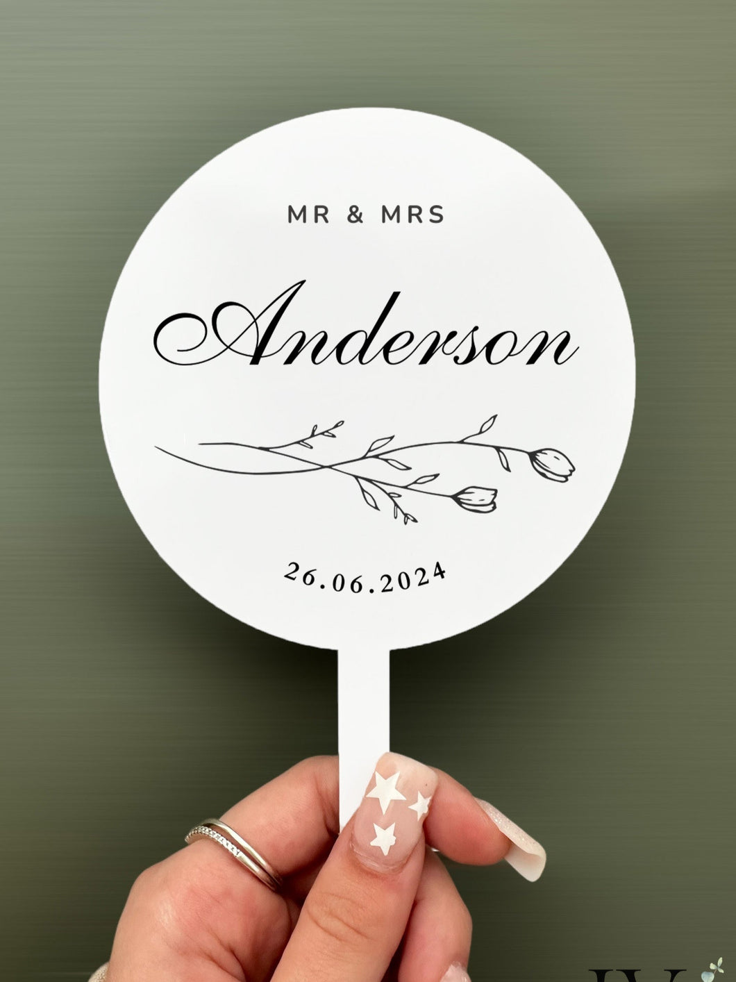 Personalised Printed Wedding Day Cake Topper - Minimised Black & White