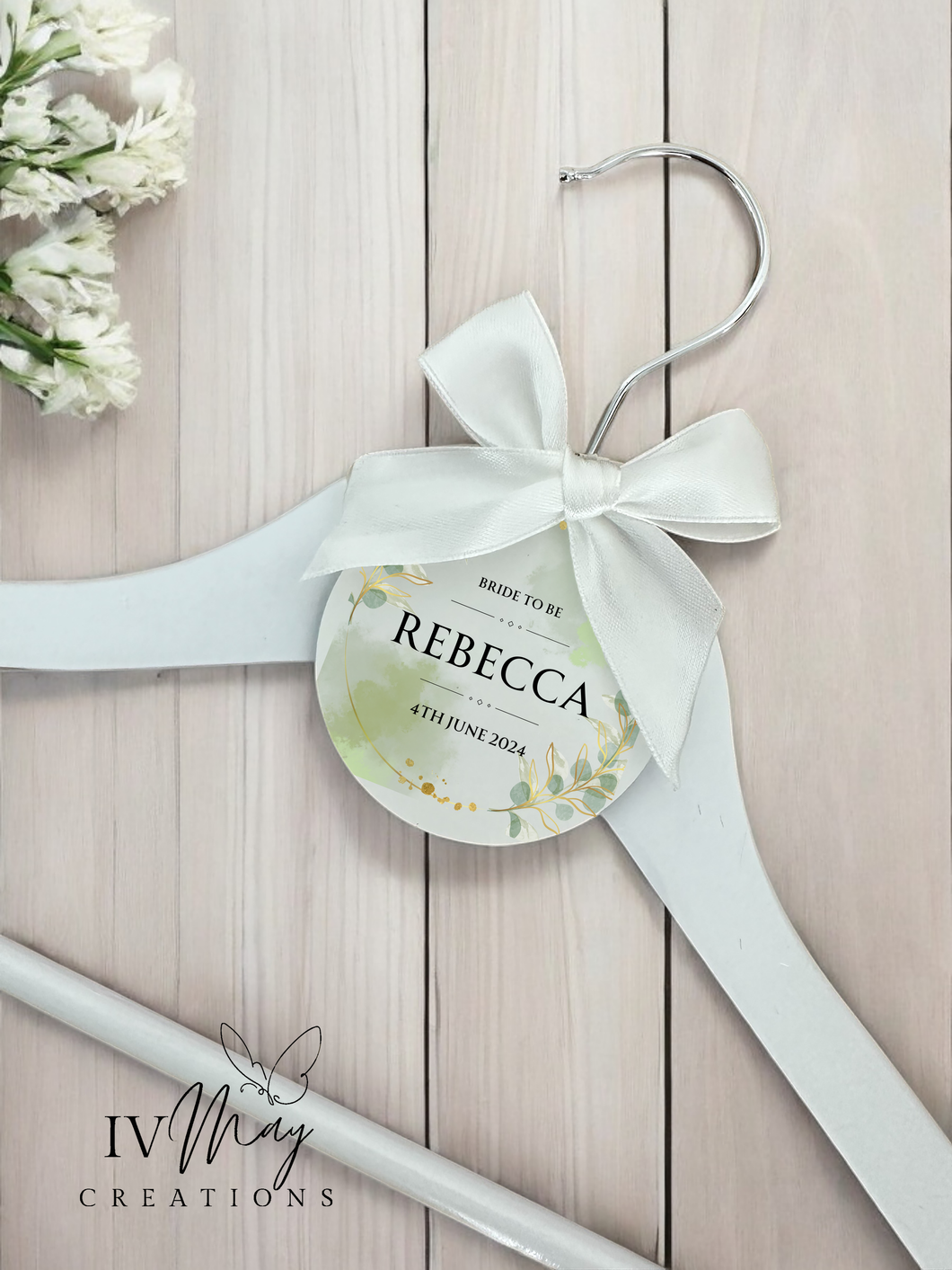 Personalised Wedding Day Dress Hanger With Tag