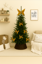 Load image into Gallery viewer, Large Velvet Christmas Tree Bow Topper - Christmas tree butterfly Bow - Mustard Yellow
