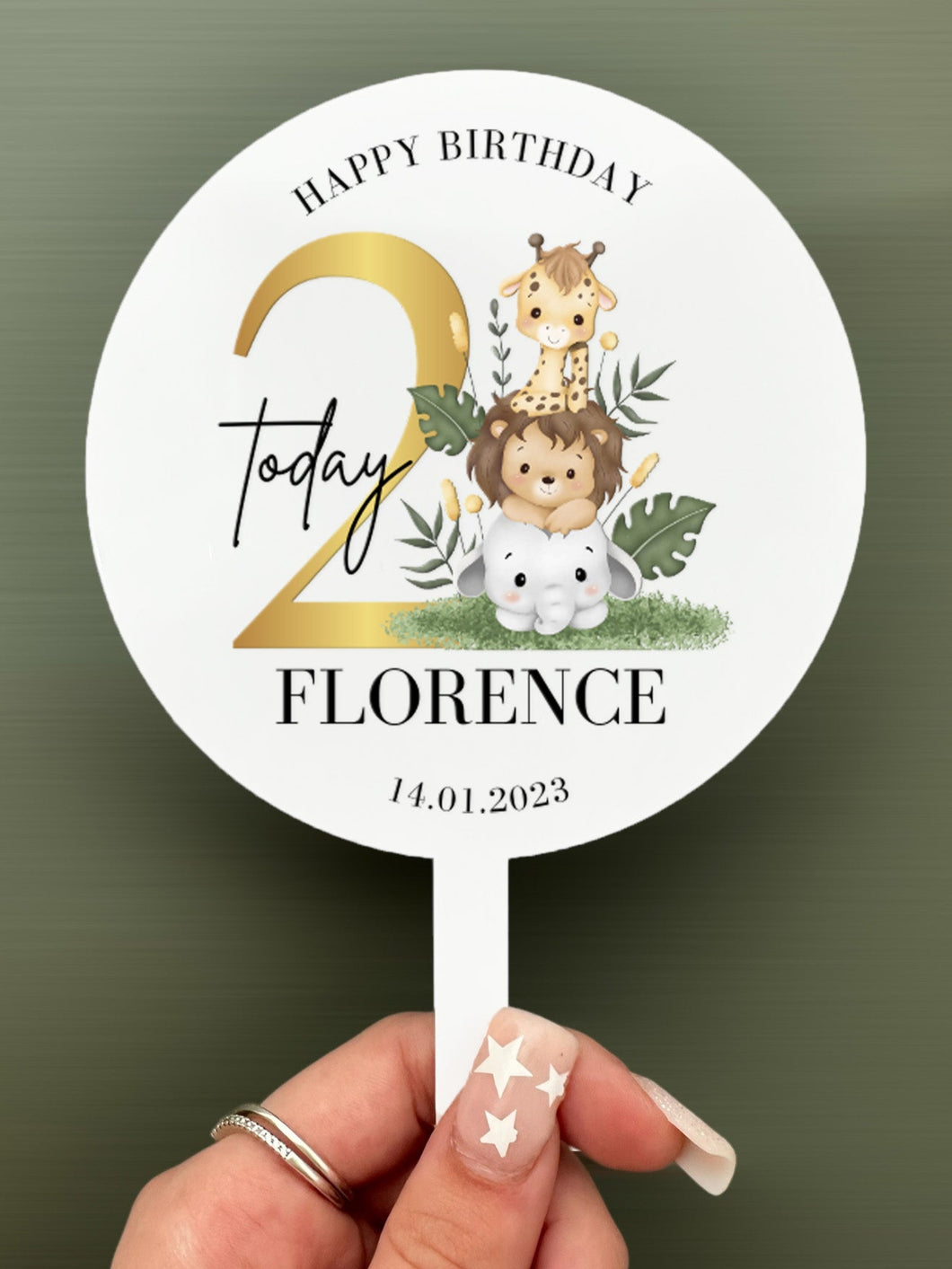 Personalised Printed Child's Safari Birthday Cake Topper