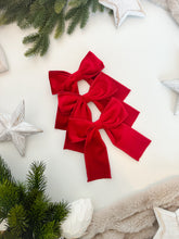 Load image into Gallery viewer, Luxury Christmas tree Single Bow Topper - Red Velvet bows
