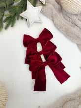 Load image into Gallery viewer, Set of 3 or 6 Luxury Christmas tree Burgundy Velvet bows -Clip on
