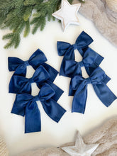 Load image into Gallery viewer, Luxury Christmas tree Single Bow Topper - Navy Blue Velvet bows
