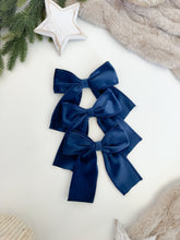 Load image into Gallery viewer, Luxury Christmas tree Single Bow Topper - Navy Blue Velvet bows
