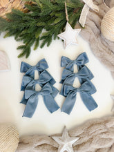 Load image into Gallery viewer, Luxury Christmas tree Single Bow Topper - Dusty Blue Velvet bows
