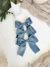 Load image into Gallery viewer, Luxury Christmas tree Single Bow Topper - Dusty Blue Velvet bows
