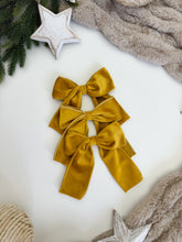 Load image into Gallery viewer, Luxury Christmas tree Single Bow Topper Mustard / Gold Velvet bows
