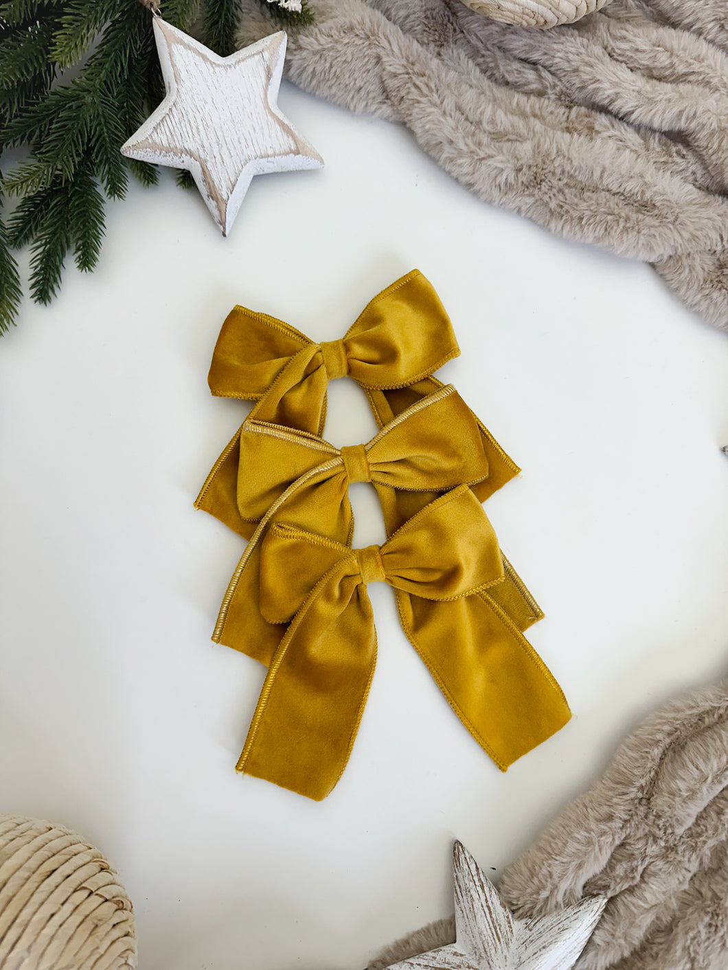 Luxury Christmas tree Single Bow Topper Mustard / Gold Velvet bows