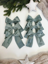 Load image into Gallery viewer, Set of 3 or 6 Luxury Christmas tree Sage Green Velvet bows -Clip on
