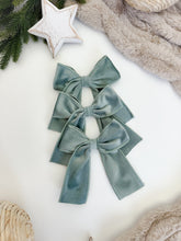 Load image into Gallery viewer, Set of 3 or 6 Luxury Christmas tree Sage Green Velvet bows -Clip on
