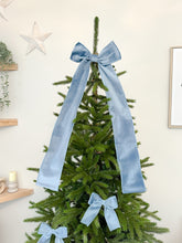 Load image into Gallery viewer, Luxury Christmas tree Single Bow Topper - Dusty Blue Velvet bows
