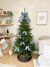 Load image into Gallery viewer, Luxury Christmas tree Single Bow Topper - Dusty Blue Velvet bows
