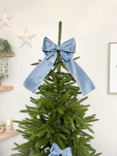 Load image into Gallery viewer, Luxury Christmas tree Single Bow Topper - Dusty Blue Velvet bows
