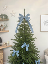 Load image into Gallery viewer, Luxury Christmas tree Single Bow Topper - Dusty Blue Velvet bows
