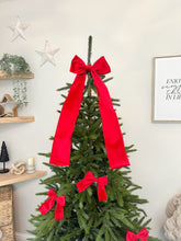 Load image into Gallery viewer, Luxury Christmas tree Single Bow Topper - Red Velvet bows
