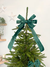 Load image into Gallery viewer, Luxury Christmas tree Single Bow Topper - Bottle Green Velvet bows
