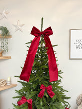 Load image into Gallery viewer, Luxury Christmas tree Single Bow Topper - Burgundy Velvet bows
