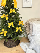 Load image into Gallery viewer, Luxury Christmas tree Single Bow Topper Mustard / Gold Velvet bows
