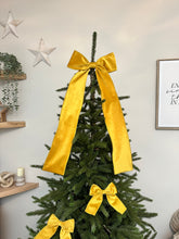 Load image into Gallery viewer, Luxury Christmas tree Single Bow Topper Mustard / Gold Velvet bows
