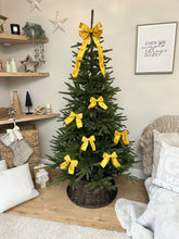 Load image into Gallery viewer, Luxury Christmas tree Single Bow Topper Mustard / Gold Velvet bows
