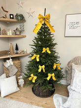 Load image into Gallery viewer, Luxury Christmas tree Single Bow Topper Mustard / Gold Velvet bows
