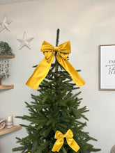 Load image into Gallery viewer, Luxury Christmas tree Single Bow Topper Mustard / Gold Velvet bows
