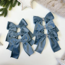 Load image into Gallery viewer, Luxury Christmas tree Single Bow Topper - Dusty Blue Velvet bows
