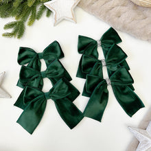 Load image into Gallery viewer, Luxury Christmas tree Single Bow Topper - Bottle Green Velvet bows
