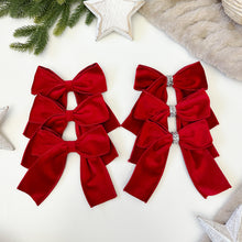 Load image into Gallery viewer, Luxury Christmas tree Single Bow Topper - Red Velvet bows
