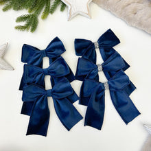 Load image into Gallery viewer, Luxury Christmas tree Single Bow Topper - Navy Blue Velvet bows
