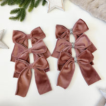 Load image into Gallery viewer, Luxury Christmas tree Single Bow Topper - Rose Pink Velvet bows
