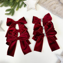 Load image into Gallery viewer, Luxury Christmas tree Single Bow Topper - Burgundy Velvet bows
