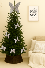 Load image into Gallery viewer, Large Velvet Christmas Tree Bow Topper - Christmas tree butterfly Bow - Silver
