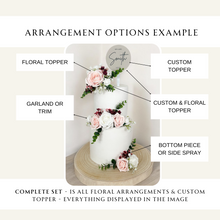 Load image into Gallery viewer, White Blush pink burgundy gypsophila eucalyptus leaf cake topper wedding decorations floral arrangement - Custom Personalised Topper
