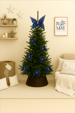 Load image into Gallery viewer, Handmade - Large Velvet Christmas Tree Bow Topper - Christmas tree butterfly - Navy Blue
