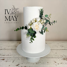 Load image into Gallery viewer, Cream Rose Cake Flowers: Silk Wedding Cake Garland
