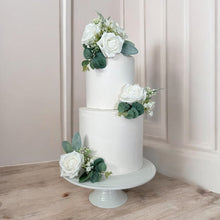 Load image into Gallery viewer, Cake Flowers - Wedding Cake Flowers - Cake Topper - White - Gypsophila sage green Christening / Birthday cake decoration
