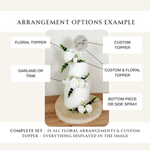 Load image into Gallery viewer, FULL SET White gypsophila eucalyptus leaf cake topper wedding decorations floral arrangement - Custom Personalised Topper
