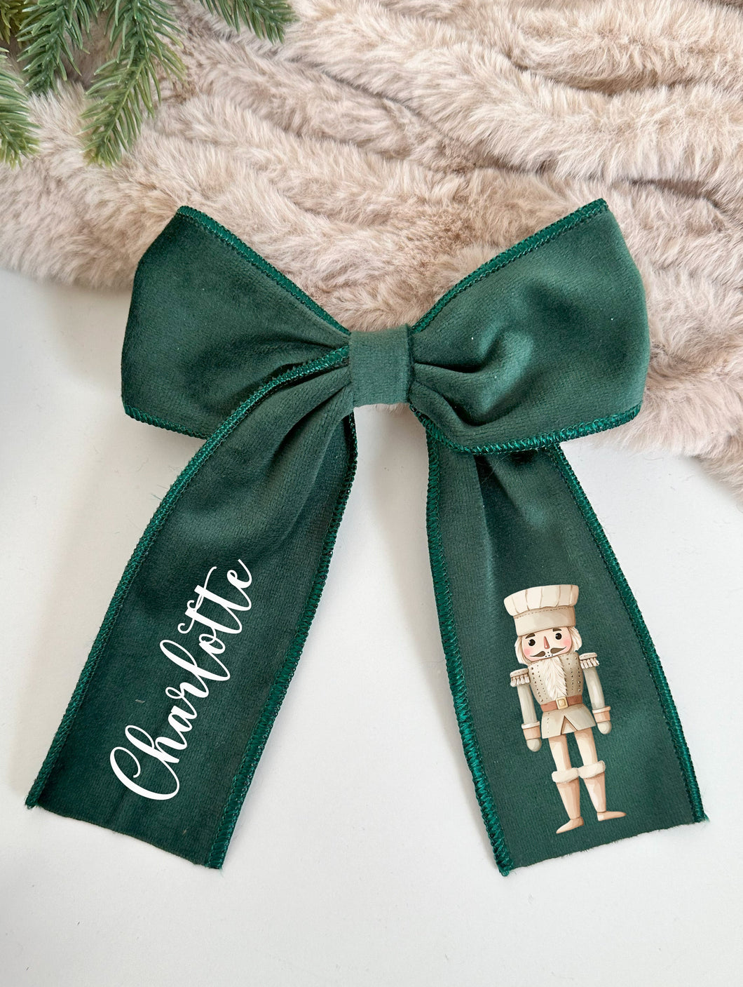 Luxury Velvet Christmas Personalised Bows - Christmas Nutcracker - tree - stockings - hair bow - decor